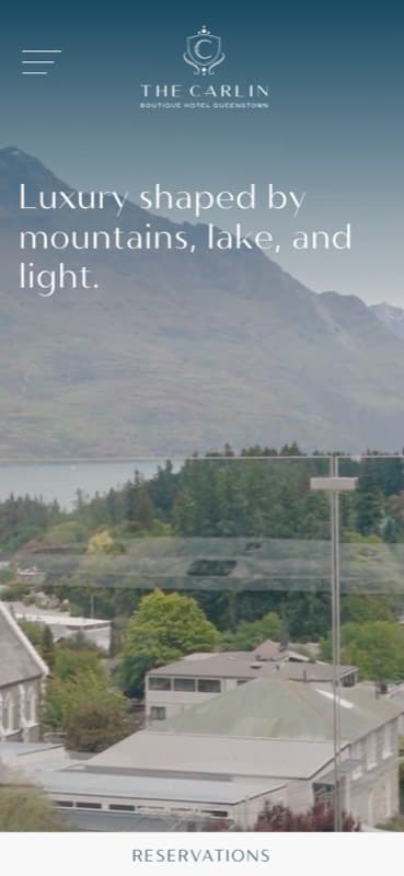 The The Carlin Hotel website on a phone