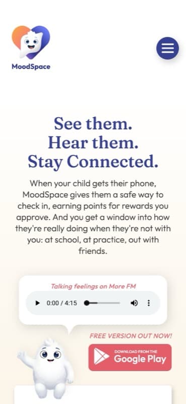 The MoodSpace website on a phone