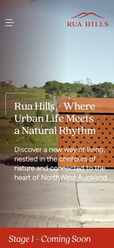 The Rua Hills website on a phone