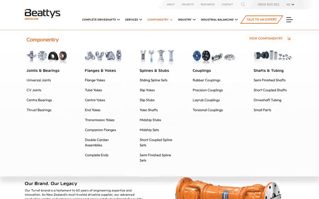 Driveshafts organised by industry, not by part number